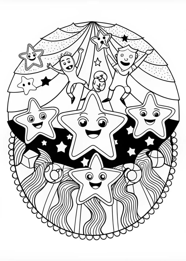 Stargazing with Friends in the Mountains coloring pages