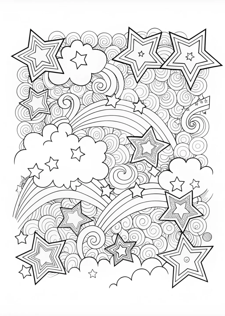 U is for Universe: Stars, Hearts, and Clouds Coloring Fun coloring pages