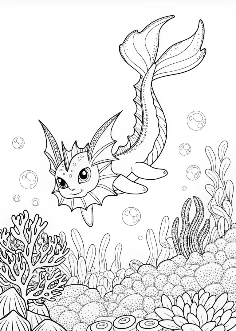 Vaporeon in Tranquil Waters Coloring Page coloring pages