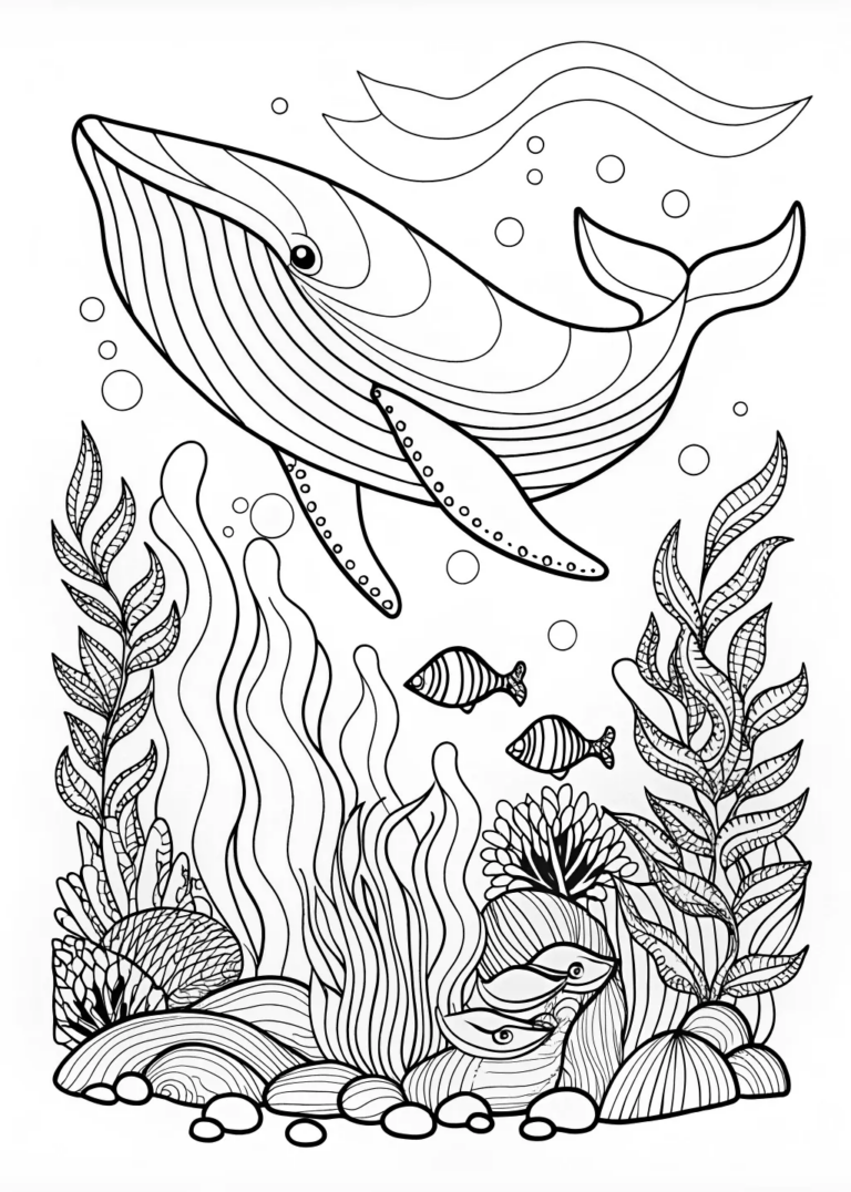 Whale’s Ocean Dance Coloring Page coloring pages