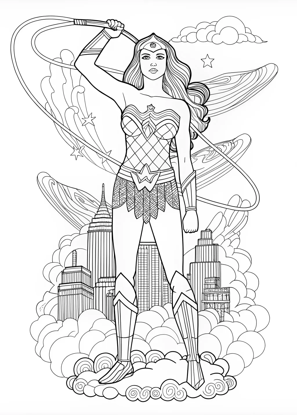 Wonder Woman in the Mountains Coloring Page