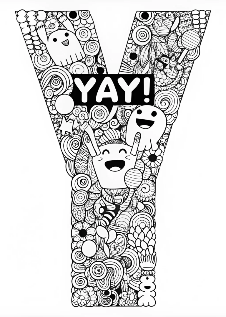 Y is for “Yay!” Coloring Page coloring pages