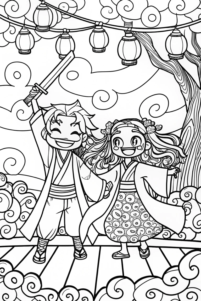 Dance of Joy: Embracing the Spirits Together coloring pages