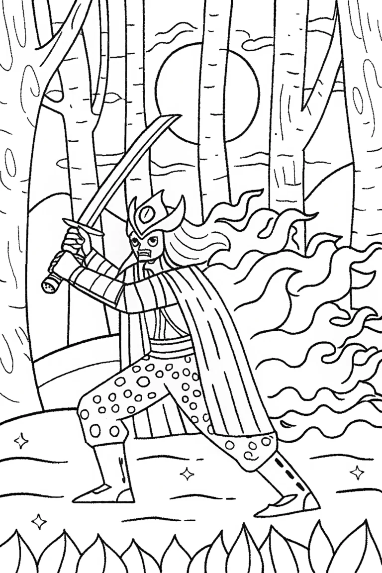 Dance of the Flame Hashira: Embrace the Fire's Fury Coloring Page ...