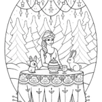 Elsa’s Enchanted Ice Tea Party Coloring Page