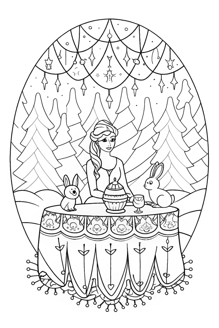 Elsa’s Enchanted Ice Tea Party Coloring Page coloring pages