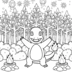 Charmander’s Firefly Festival Coloring Page