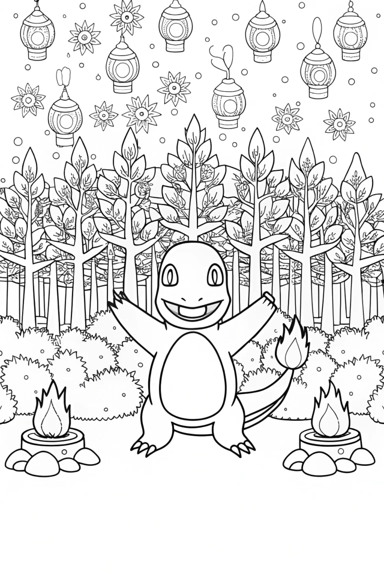 Charmander’s Firefly Festival Coloring Page coloring pages