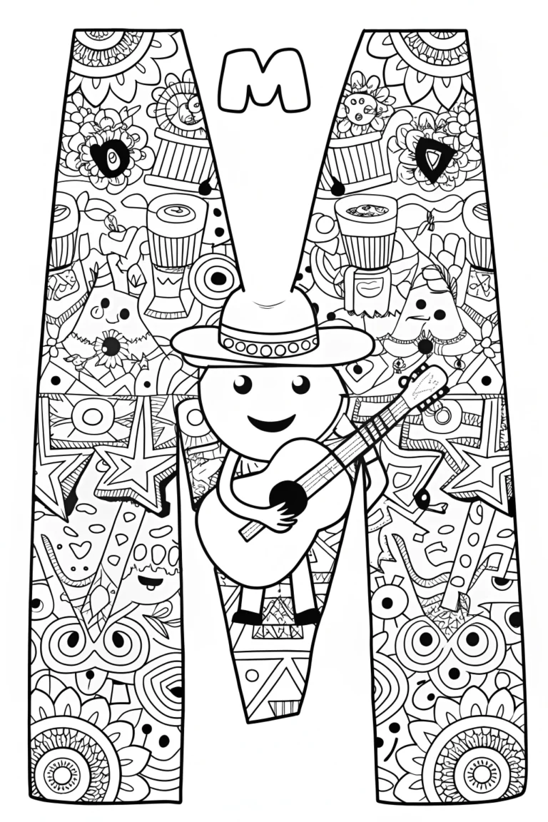 Magical Musician ‘M’ Coloring Page coloring pages