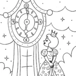 Princess and the Enchanted Clock Coloring Page