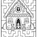 Gingerbread House in the Candy Corn Maze Coloring Page