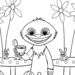 Huggy Wuggy’s Magical Tea Party Coloring Page