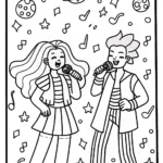 Cosmic Karaoke Party Coloring Page