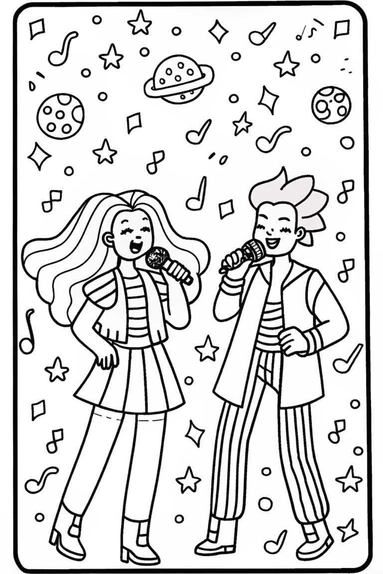 Cosmic Karaoke Party Coloring Page coloring pages