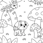 Puppy Explorers in the Enchanted Forest Coloring Page