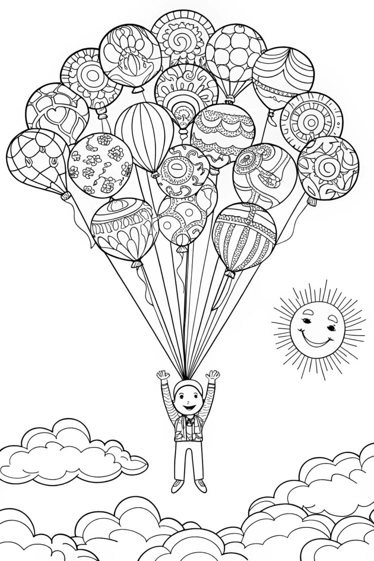 JJ’s Musical Balloon Adventure Coloring Page coloring pages