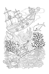 A coloring page of Avengers Underwater Adventure Coloring Page