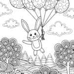 Easter Egg Balloon Adventure Coloring Page