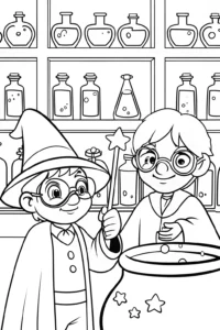 A coloring page of Mario and Luigi’s Magical Potion Adventure Coloring Page
