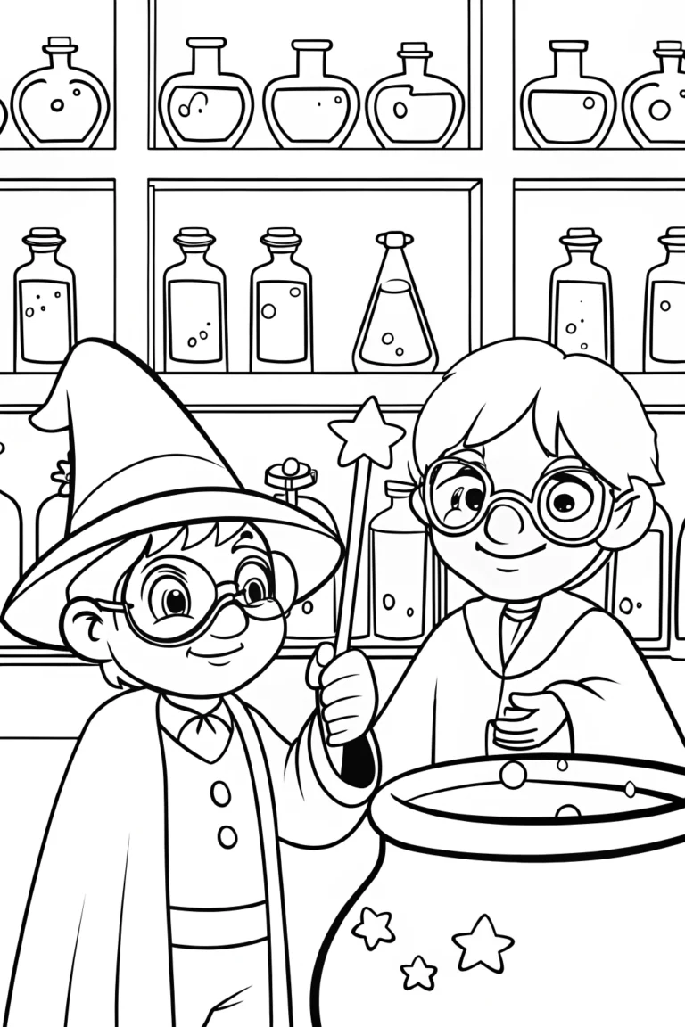 Mario and Luigi’s Magical Potion Adventure Coloring Page coloring pages