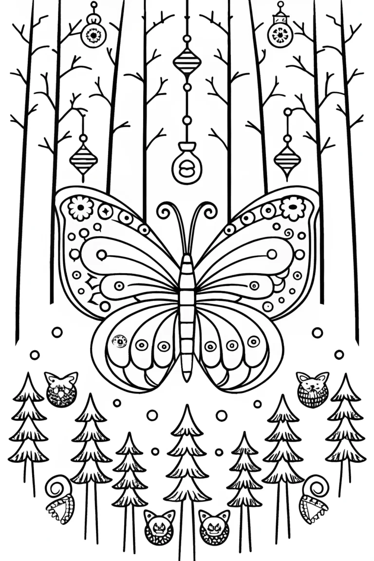 Butterfly’s Enchanted Lantern Festival Coloring Page coloring pages