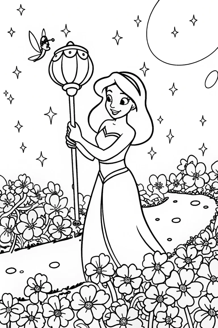 Jasmine’s Garden of Wishes Coloring Page coloring pages