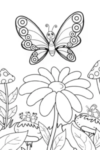 A coloring page of Butterfly Garden Guardian Coloring Page