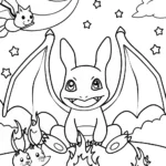 Charizard’s Cosmic Campfire Coloring Page
