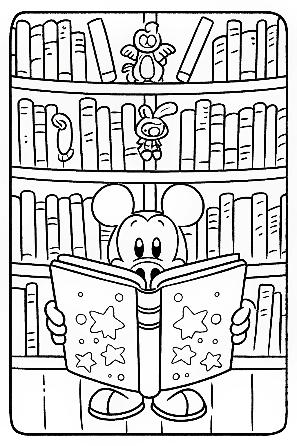Mickey Mouse’s Magical Book Adventure Coloring Page