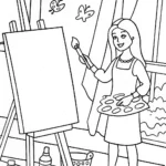 Barbie’s Whimsical Art Studio Coloring Page