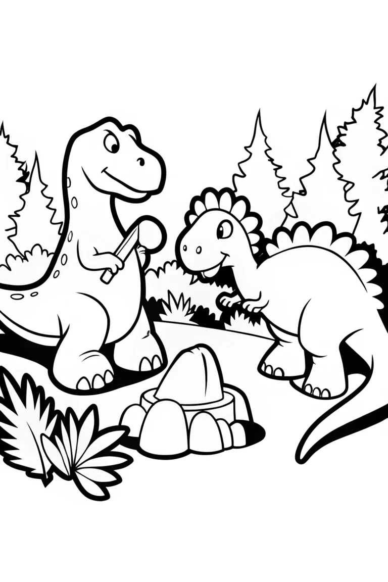 Dino Artisans at Work Coloring Page coloring pages