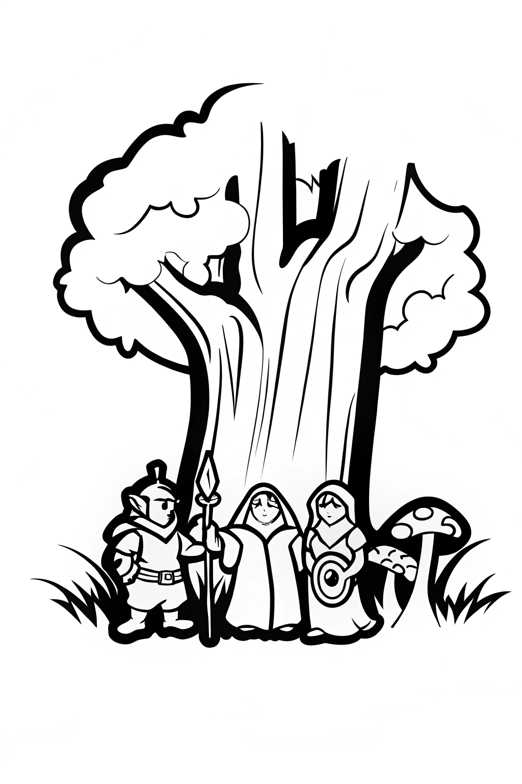 Guardians of the Mystic Grove Coloring Page