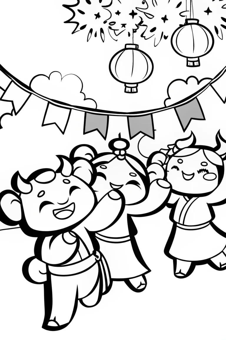 Demon Slayers’ Festival Coloring Page coloring pages