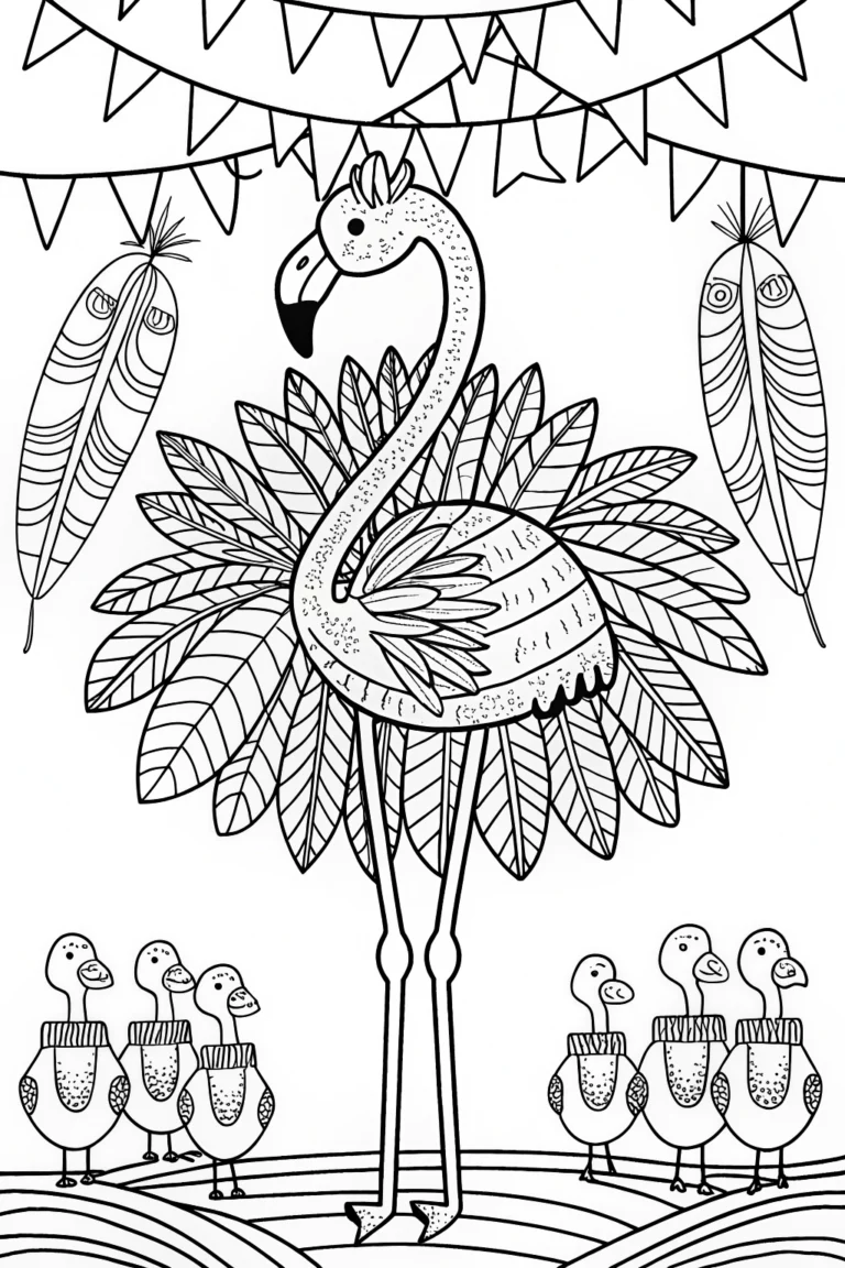 Flamingo Fashion Parade Coloring Page coloring pages