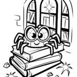 Spider’s Enchanted Book Nook Coloring Page