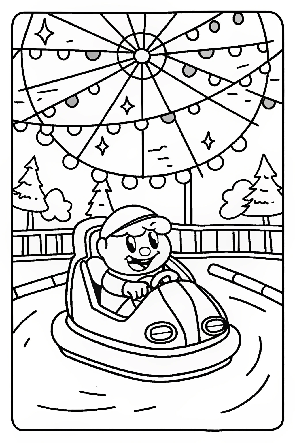 Bumper Car Carnival Coloring Page