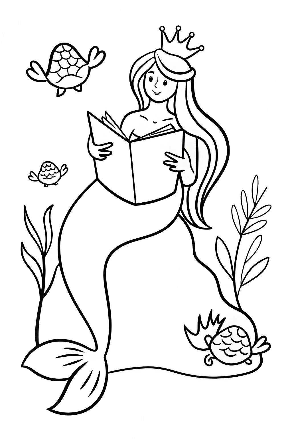 Mermaid&#8217;s Magical Storytime Coloring Page