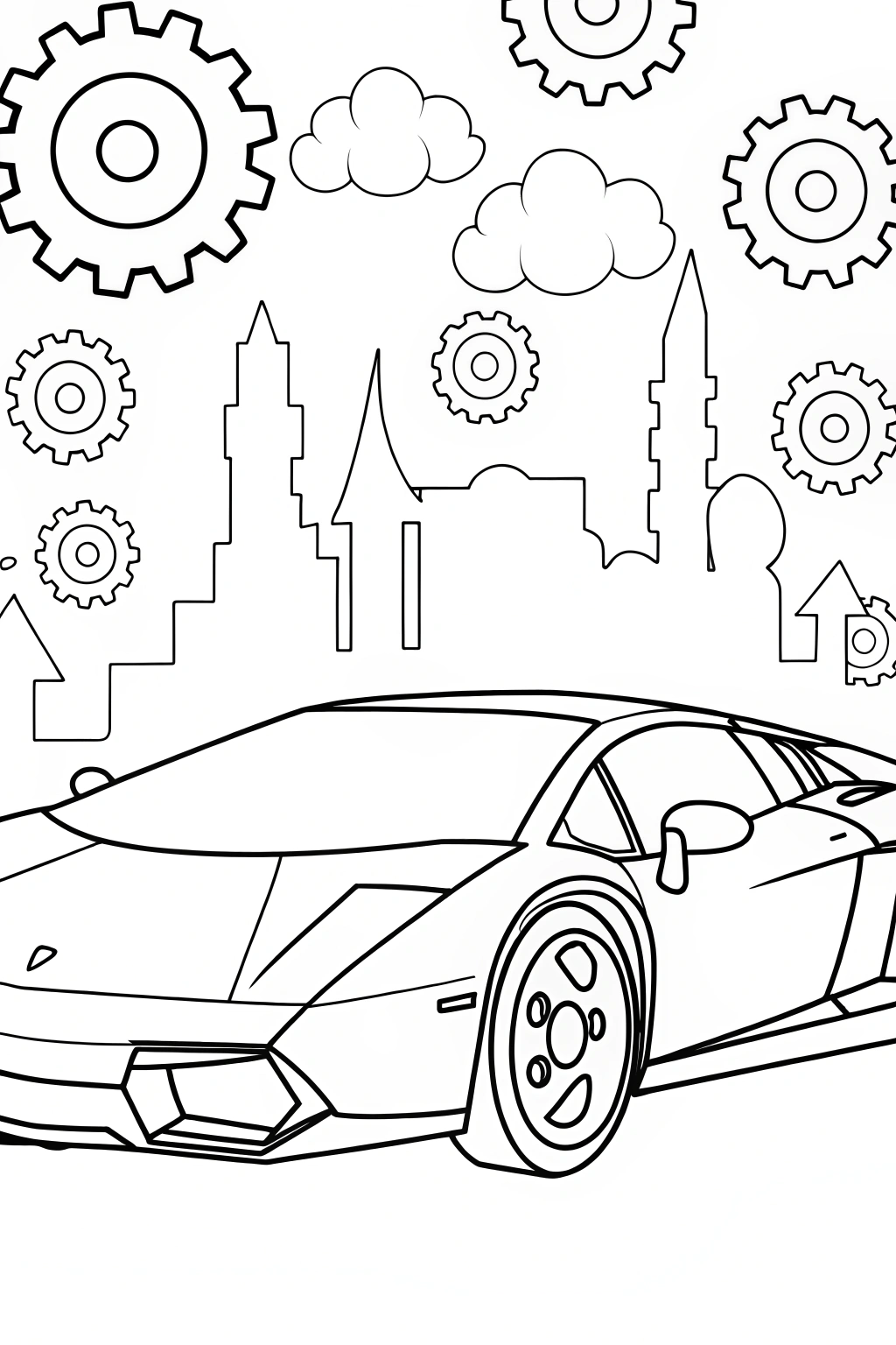 Futuristic Lamborghini Mechanical Wonderland Coloring Page