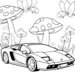 Lamborghini in the Land of Giants Coloring Page