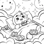 Pompompurin’s Dreamy Starry Night Coloring Page