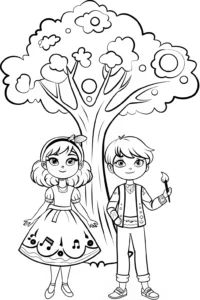 A coloring page of Guardians of the Harmony Tree Coloring Page