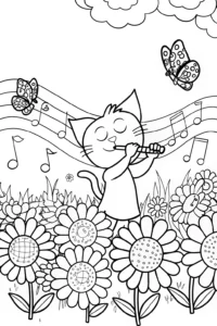 A coloring page of Gabby’s Magical Music Garden Coloring Page
