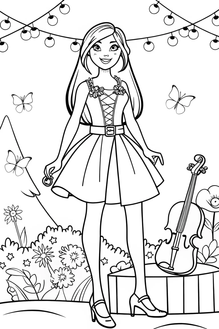 Barbie’s Enchanted Music Festival Coloring Page coloring pages