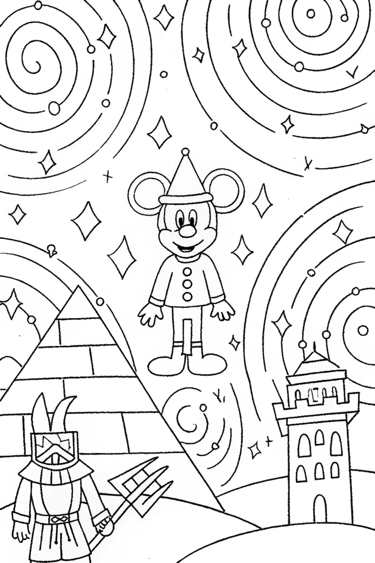Mickey Mouse’s Time-Traveling Adventure Coloring Page coloring pages
