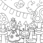Alice in the Enchanted Chess Parade Coloring Page