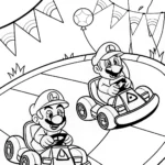 Mario and Luigi Racing Festival Coloring Page