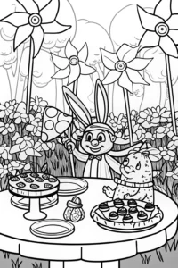 A coloring page of Banban’s Enchanted Garden Party Coloring Page