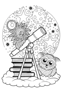 A coloring page of Huggy Wuggy’s Starry Spectacle Coloring Page
