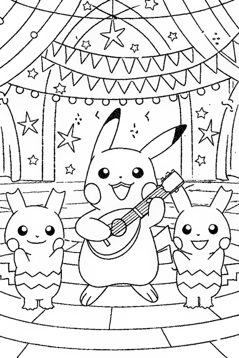 Pikachu’s Enchanted Music Festival Coloring Page coloring pages