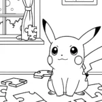 Pikachu’s Puzzle Adventure Coloring Page